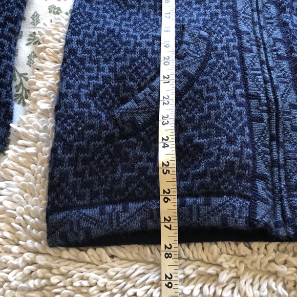 BLUE hooded zip up knit soft cozy sweater - Picture 10 of 12